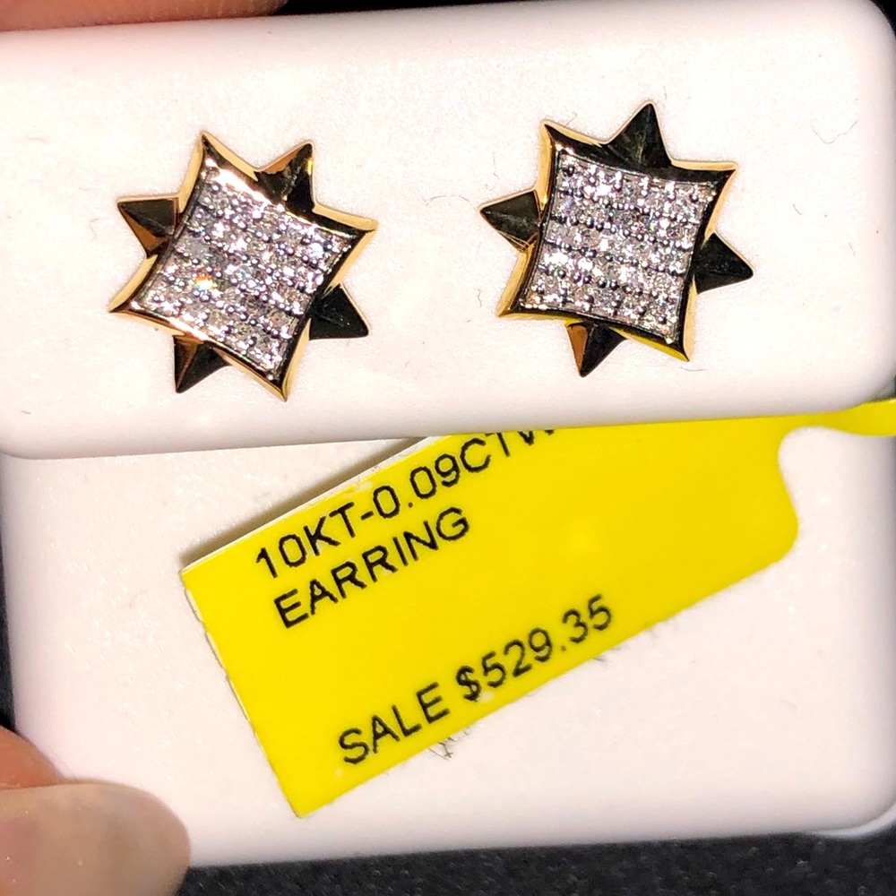 10k solid gold real diamond earrings Not CZ! SALE!